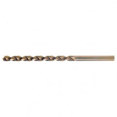 #1 RHS / RHC HSS-CO 8% (M42) 135 Degree Split Point Q-Cobalt Wide Land Parabolic Taper Length Drill - Straw / Gold Oxide - Exact Tool & Supply