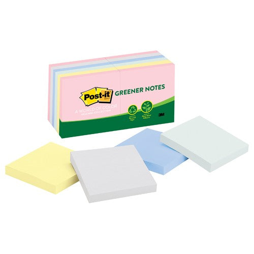 Post-it Greener Notes 654-RP-A 3″ × 3″ (76 mm × 76 mm) Helsinki colors - Exact Tool & Supply