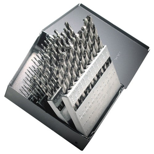 #1-#60 RHS / RHC HSS 118 Degree Radial Point General Purpose Jobber Lengh Drill Set - Bright - Exact Tool & Supply