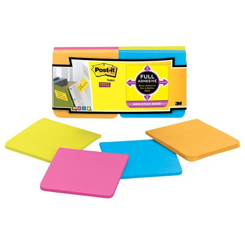 3 in × 3 in (76 mm × 76 mm) Assort Post-it(R) Super Sticky Full Adh Alt Mfg # 34038 - Exact Tool & Supply