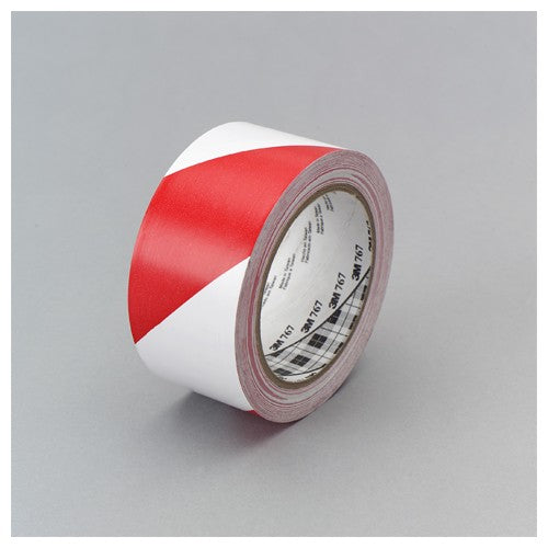 3M Safety Stripe Vinyl Tape 767 Red/White 2″ × 36 yd 5 mil Individually Wrapped Conveniently Packaged - Exact Tool & Supply