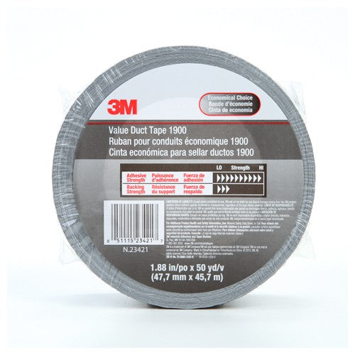 3M Value Duct Tape 1900 Silver 1.88″ × 50 yd 5.8 mil - Exact Tool & Supply