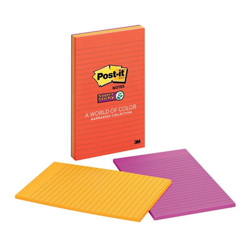 Post-it Super Sticky Notes 5845-SSAN 5″ × 8″ (127 mm × 203 mm) Marrakesh Collection Lined