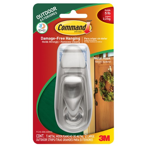 Command Outdoor Forever Classic Large Metal Hook with Foam Strips Bulk for Display FC13-BN-AWESBU - Exact Tool & Supply