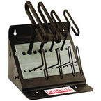 10 Piece - 3/32 - 3/8" T-Handle Style - 9'' Arm- Hex Key Set with Plain Grip in Stand - Exact Tool & Supply