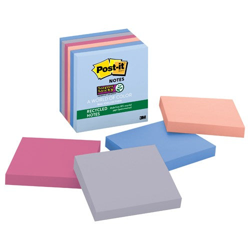 Post-it Super Sticky Recycled Notes 654-6SSNRP 3″ × 3″ (76 mm × 76mm) Bali Collection - Exact Tool & Supply