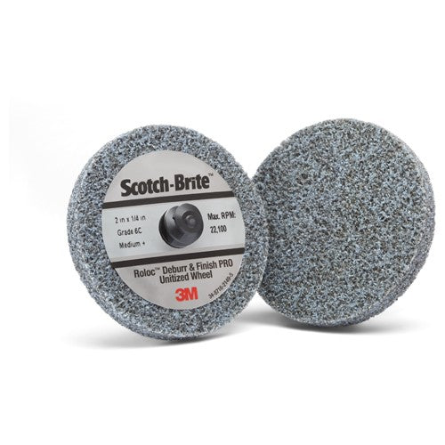 Scotch-Brite Roloc Deburr and Finish PRO Unitized Wheel TR 2″ × 1/4″ x NH 6C MED+ - Exact Tool & Supply
