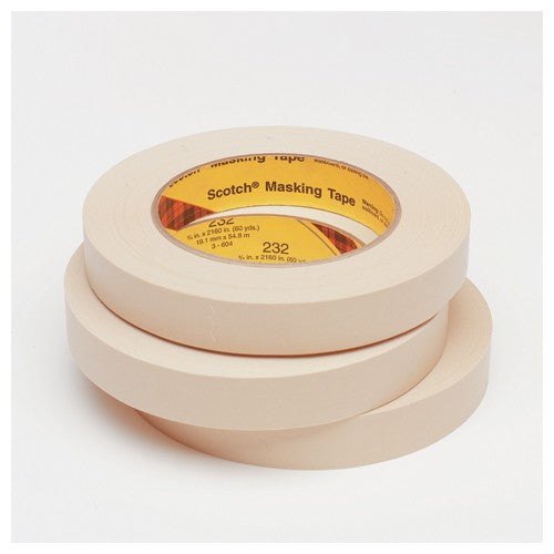 3M High Performance Masking Tape 232 Tan 12 mm × 55 m 6.3 mil - Exact Tool & Supply