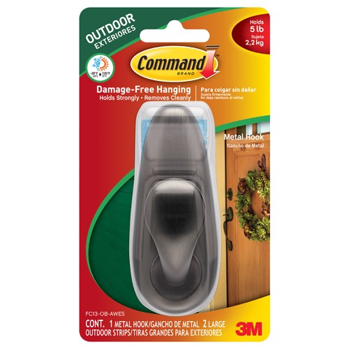 Command Outdoor Large Metal Hook Oil Rubbed Bronze FC13-ORB-AWES - Exact Tool & Supply