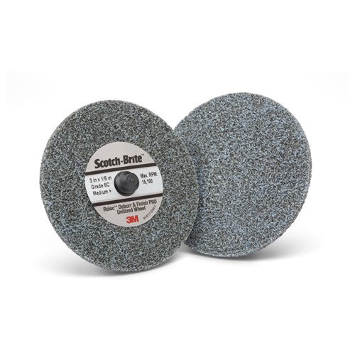 Scotch-Brite Roloc Deburr and Finish PRO Unitized Wheel TR 3″ × 1/8″ x NH 6C MED+ - Exact Tool & Supply