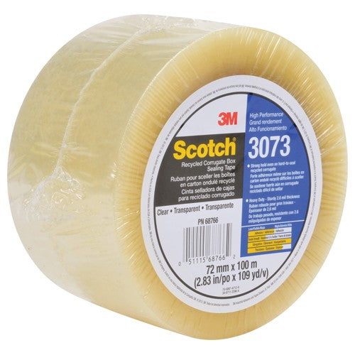 Scotch Recycled Corrugate Box Sealing Tape 3073 Clear 72 mm × 100 m - Exact Tool & Supply