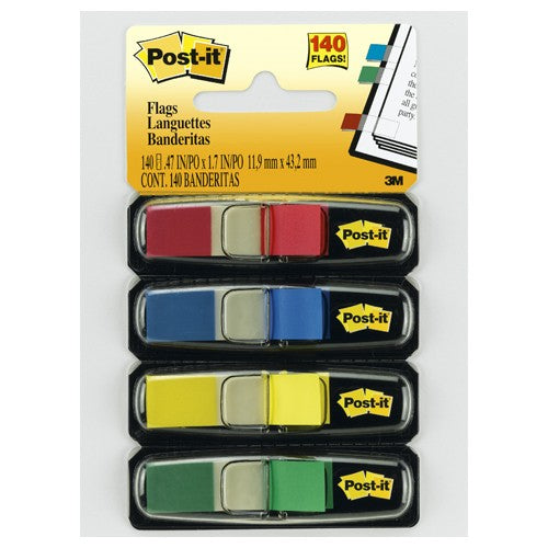 Post-it Flags 683-4 .47″ × 1.71″ Red Canary Yellow Blue Green - Exact Tool & Supply