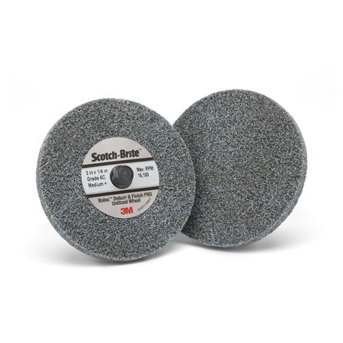 Scotch-Brite Roloc Deburr and Finish PRO Unitized Wheel TR 3″ × 1/4″ x NH 6C MED+ - Exact Tool & Supply