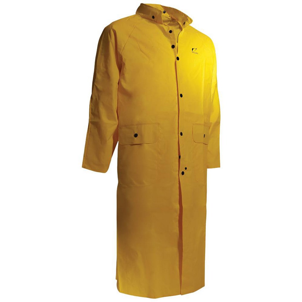 Rain Coat:  Size Large,  ASTM D6413,  Yellow,  PVC & Nylon