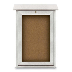 Enclosed Bulletin Board: 18" Wide, 29" High, Cork, Tan