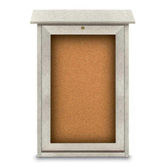 Enclosed Cork Bulletin Board: 18" Wide, 29" High, Cork, Natural Tan