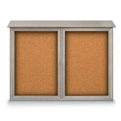 Enclosed Cork Bulletin Board: 52" Wide, 40" High, Cork, Natural Tan