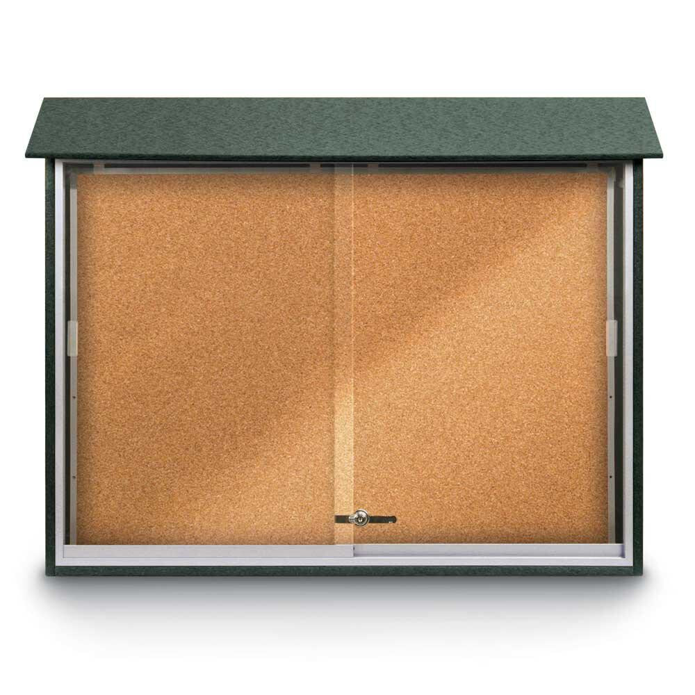 Enclosed Cork Bulletin Board: 45" Wide, 36" High, Cork, Natural Tan