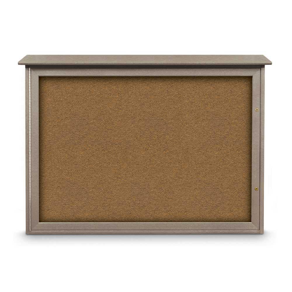 Enclosed Bulletin Board: 48" Wide, 36" High, Cork, Tan