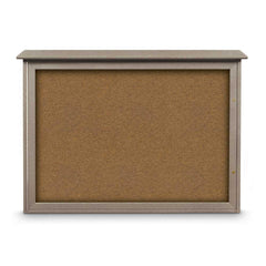 Enclosed Bulletin Board: 48" Wide, 36" High, Cork, Tan