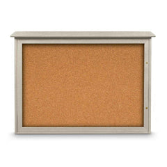 Enclosed Cork Bulletin Board: 48" Wide, 36" High, Cork, Natural Tan
