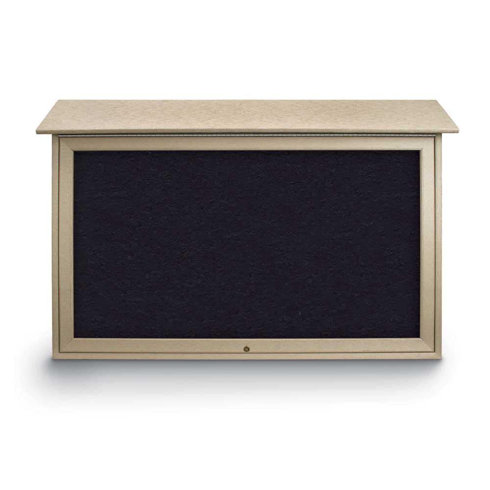 Enclosed Recycled Rubber Bulletin Board: 45" Wide, 30" High, Rubber, Black