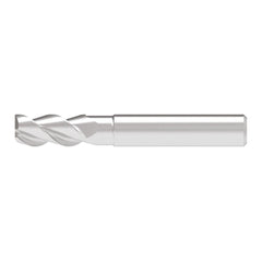 Corner Chamfer End Mill: 3.00 mm Dia, 6.50 mm LOC, 3 Flute, 0.10 mm Chamfer Width, Solid Carbide