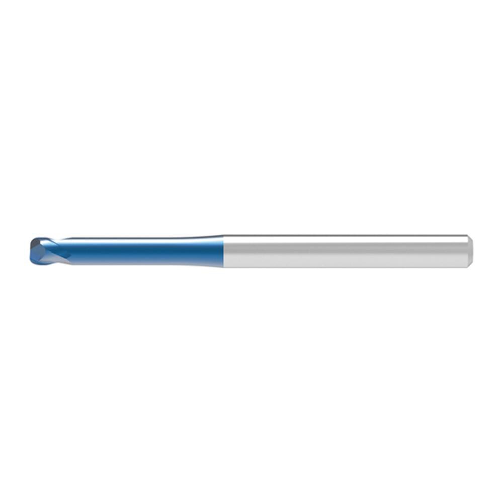 Corner Radius End Mill: 1.00 mm Dia, 1.00 mm LOC, 0.20 mm Radius, 2 Flute, Solid Carbide