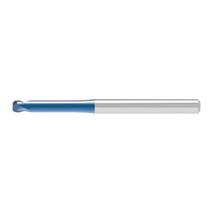 Corner Radius End Mill: 1.00 mm Dia, 1.00 mm LOC, 0.20 mm Radius, 2 Flute, Solid Carbide