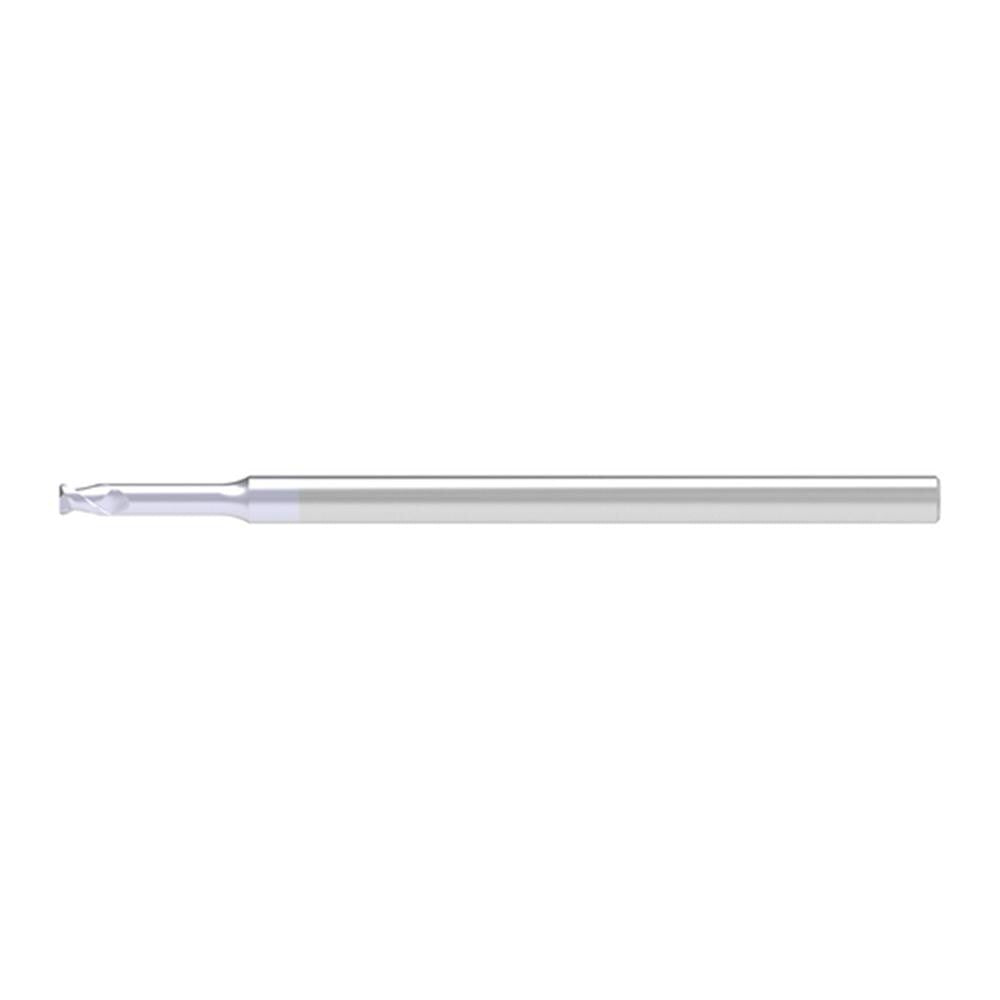 Corner Radius End Mill: 0.30 mm Dia, 0.30 mm LOC, 0.03 mm Radius, 2 Flute, Solid Carbide