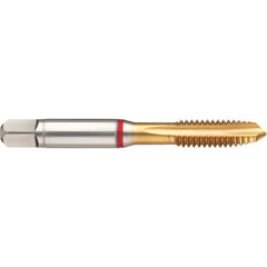 Spiral Point Tap: 3/4-10 UNC, 4 Flutes, Plug Chamfer, 2B Class of Fit, HSS, TiN Coated