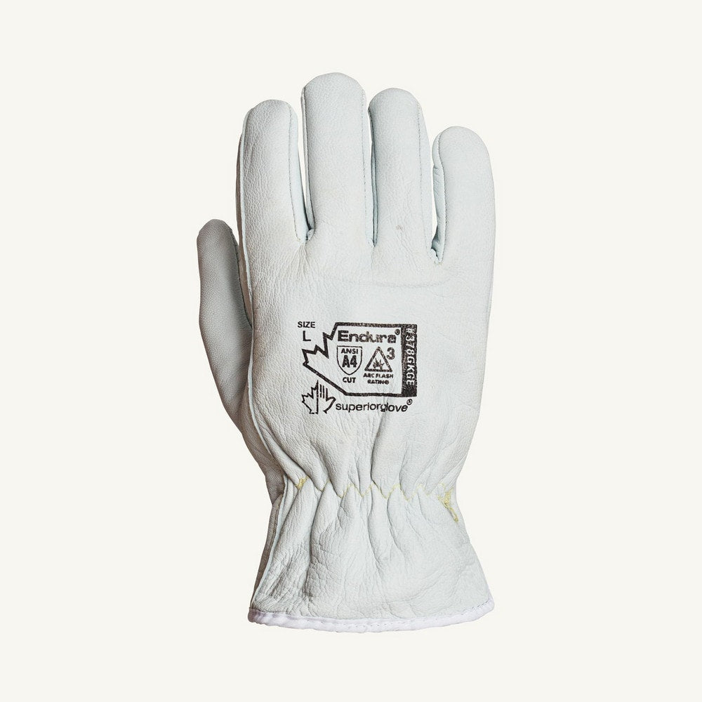 Cut, Puncture & Abrasion-Resistant Gloves: Superior Glove Works 378GKGE, Size Medium, ANSI Cut A4, ANSI Puncture 3, Leather Lined, Goatskin