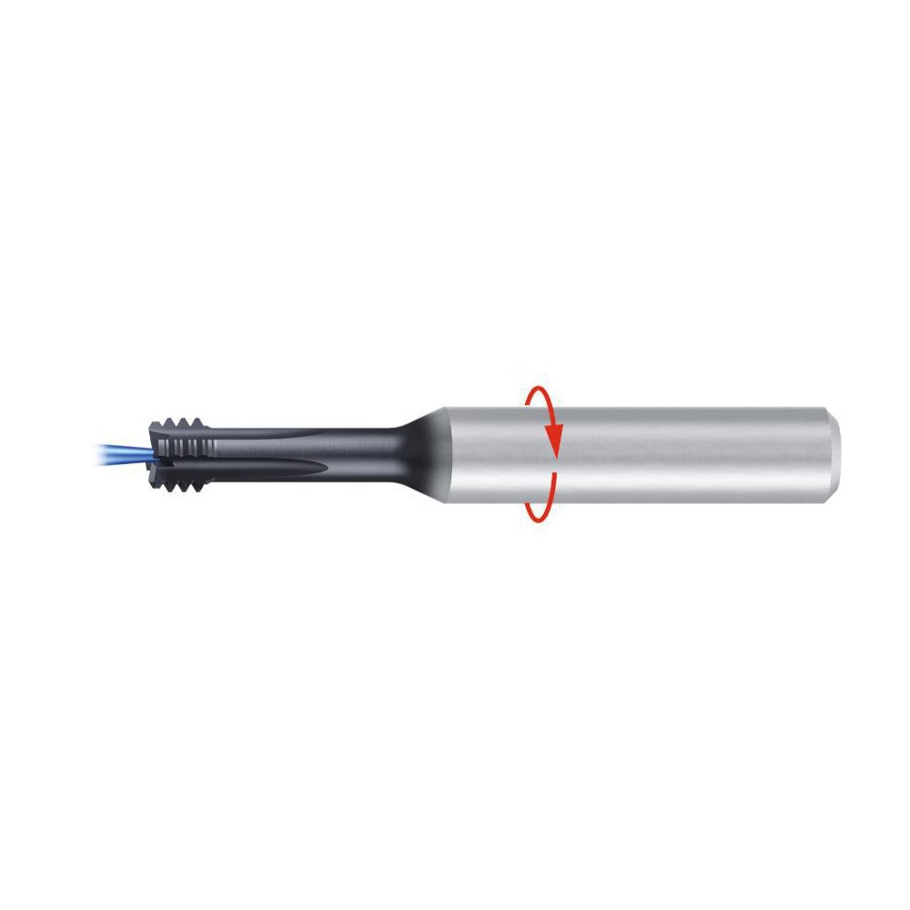 Helical Flute Thread Mill: #10-32, 4 Flute, 6.00 mm Shank Dia, Solid Carbide