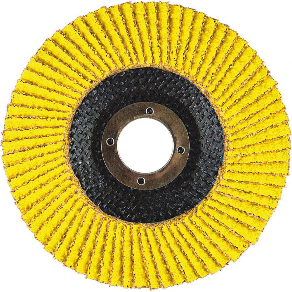 Flap Disc:  6" Dia, 7/8" Hole, 80 Grit, Zirconia Alumina, Type 29