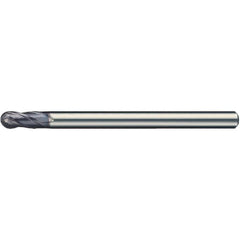 Ball End Mill: 1.00 mm Dia, 2.50 mm LOC, 4 Flute, Solid Carbide
