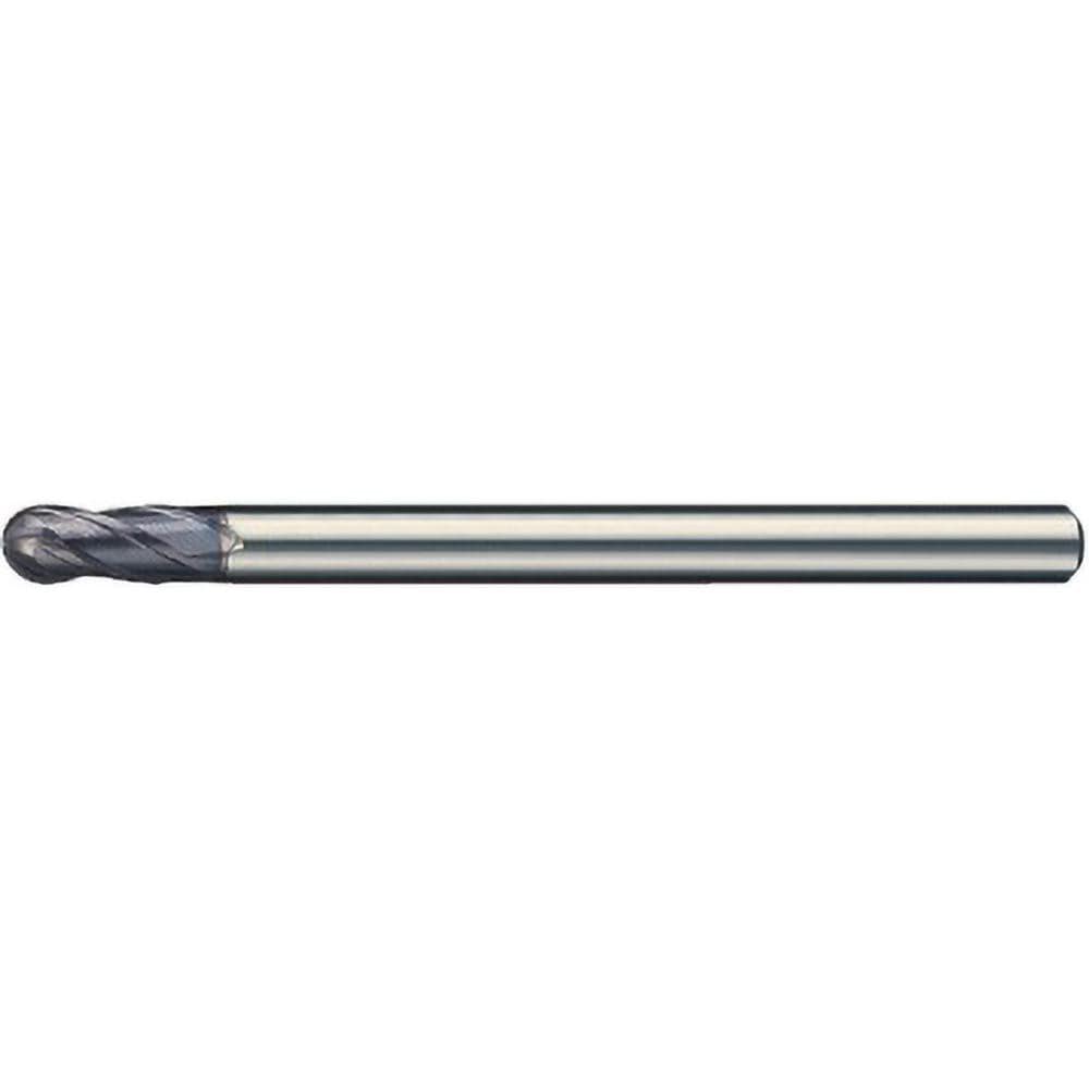 Ball End Mill: 6.00 mm Dia, 12.00 mm LOC, 4 Flute, Solid Carbide
