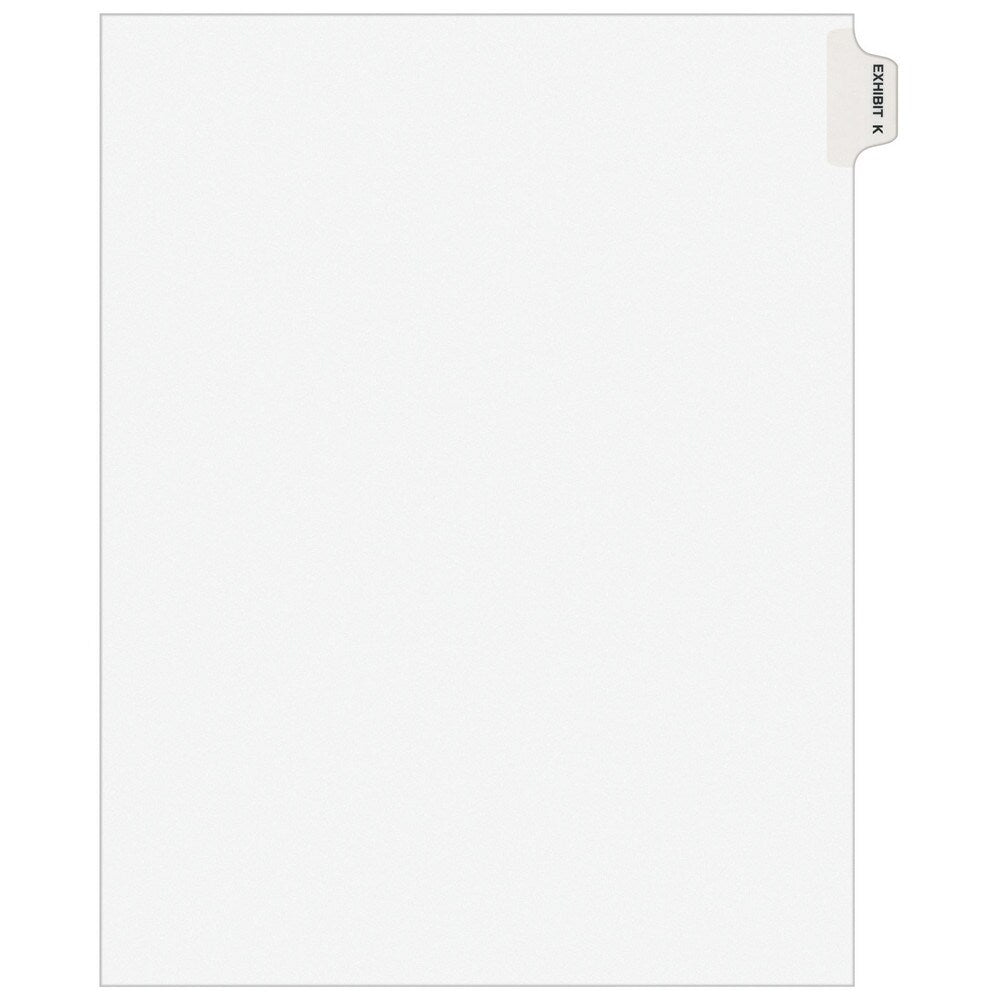 11 x 8 1/2" Exhibit K Label, 1 Tabs, Unpunched, Preprinted Tab Dividers