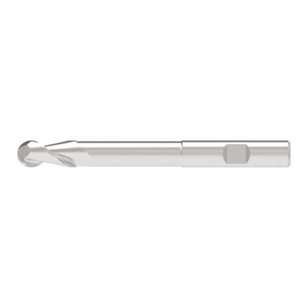 Ball End Mill: 14.00 mm Dia, 26.00 mm LOC, 2 Flute, Solid Carbide