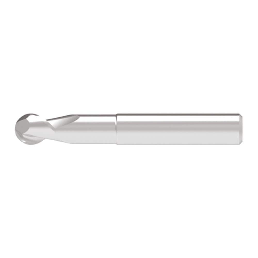 Ball End Mill: 20.00 mm Dia, 25.00 mm LOC, 2 Flute, Solid Carbide