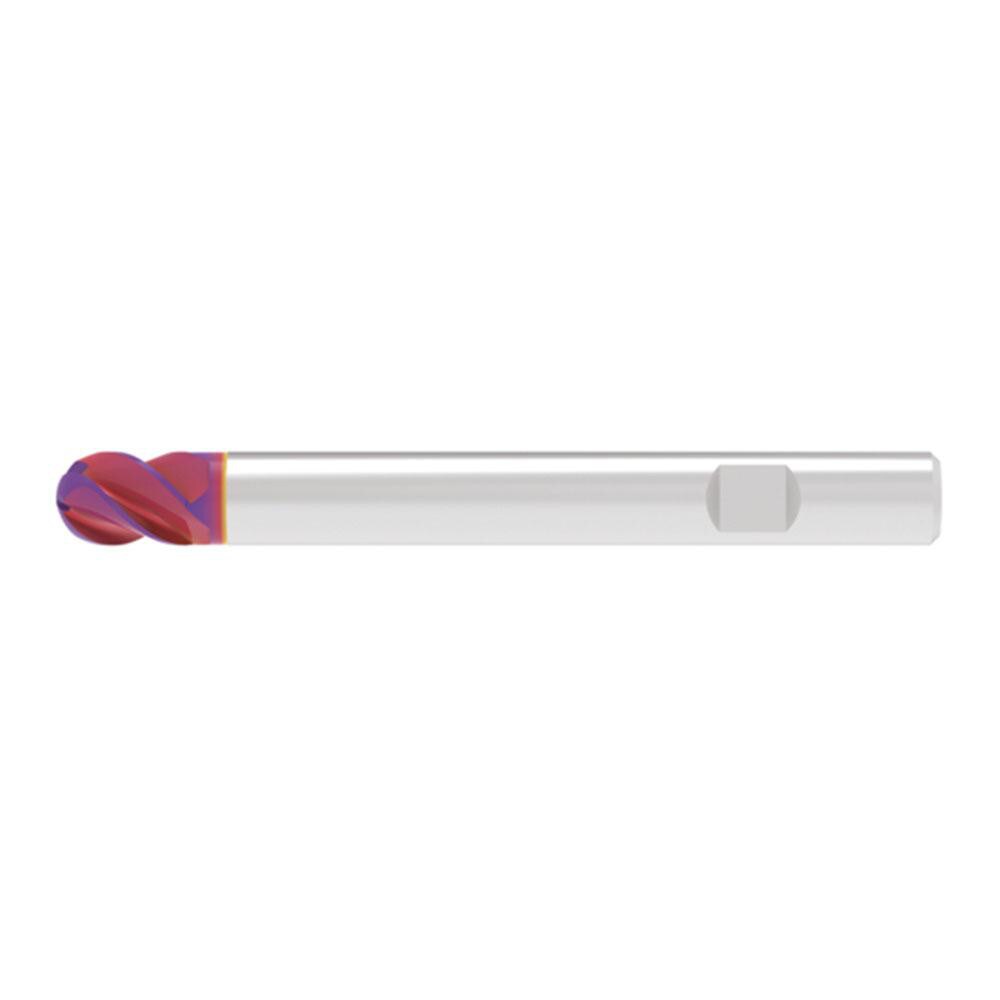 Ball End Mill: 6.00 mm Dia, 10.00 mm LOC, 4 Flute, Solid Carbide