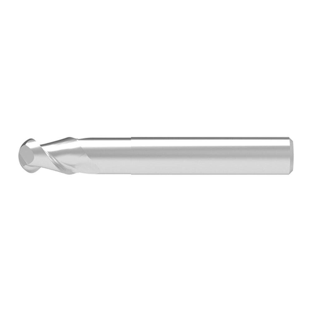 Ball End Mill: 10.00 mm Dia, 16.00 mm LOC, 2 Flute, Solid Carbide