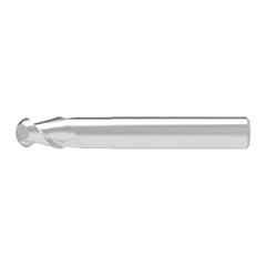 Ball End Mill: 10.00 mm Dia, 16.00 mm LOC, 2 Flute, Solid Carbide