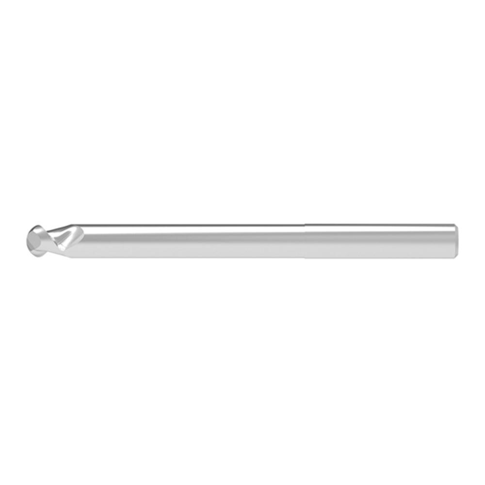 Ball End Mill: 8.00 mm Dia, 9.00 mm LOC, 2 Flute, Solid Carbide