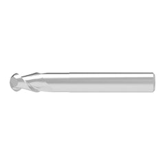 Ball End Mill: 8.00 mm Dia, 13.00 mm LOC, 2 Flute, Solid Carbide