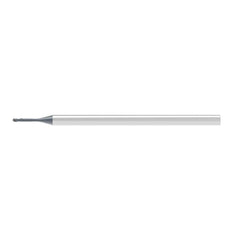 Ball End Mill: 1.80 mm Dia, 1.80 mm LOC, 2 Flute, Solid Carbide