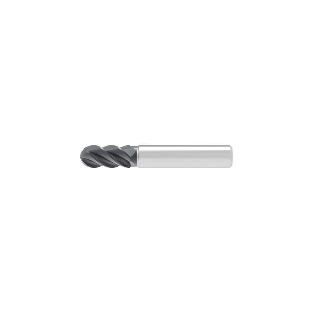 Ball End Mill: 8.00 mm Dia, 12.00 mm LOC, 4 Flute, Solid Carbide