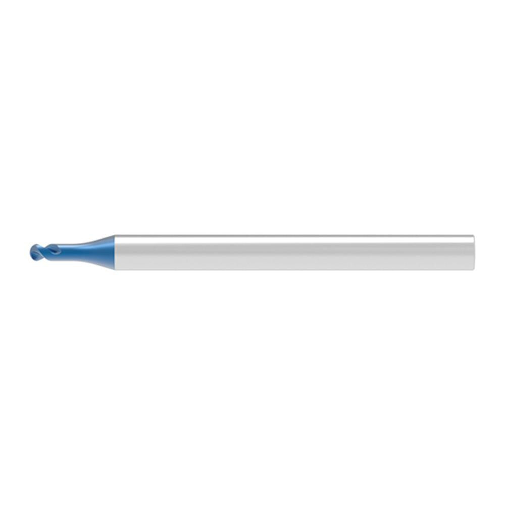 Ball End Mill: 2.50 mm Dia, 2.00 mm LOC, 2 Flute, Solid Carbide