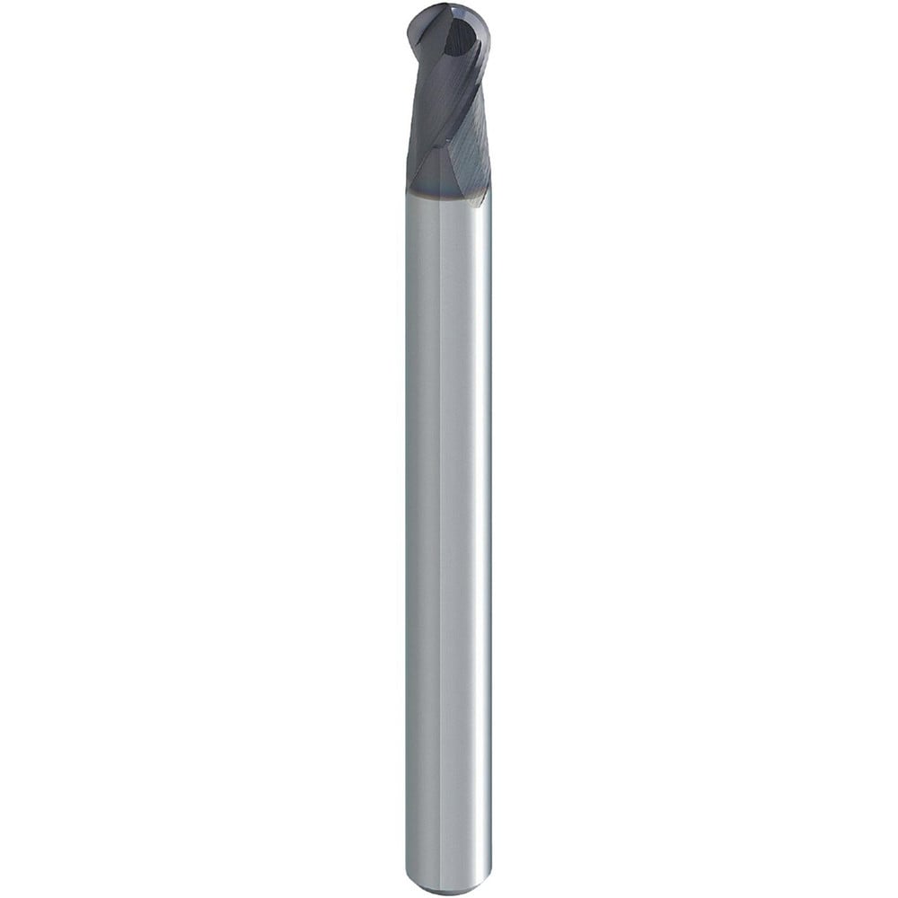 Ball End Mill: 1.50 mm Dia, 2.30 mm LOC, 2 Flute, Solid Carbide