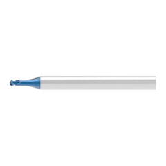 Ball End Mill: 0.80 mm Dia, 0.64 mm LOC, 2 Flute, Solid Carbide
