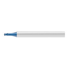 Ball End Mill: 0.80 mm Dia, 0.64 mm LOC, 2 Flute, Solid Carbide